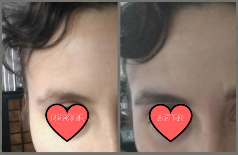 Before and after eyebrow tinting and waxing